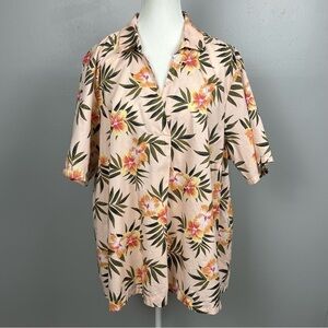Lands’ End peach tropical popover women’s summer short sleeve top, size 2X.